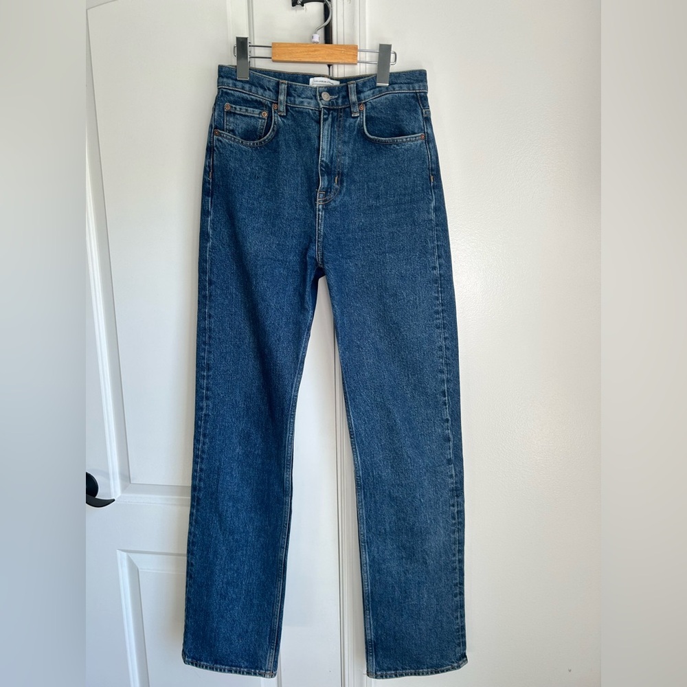& Other Stories High-Rise Straight Jeans in Dark Blue Denim